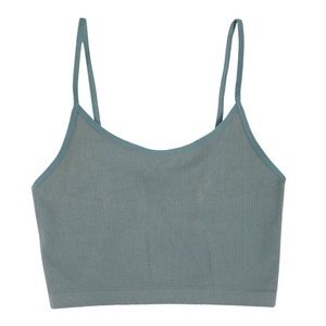 Ruby & Jenna Bozzolo Green Ribbed Crop Top